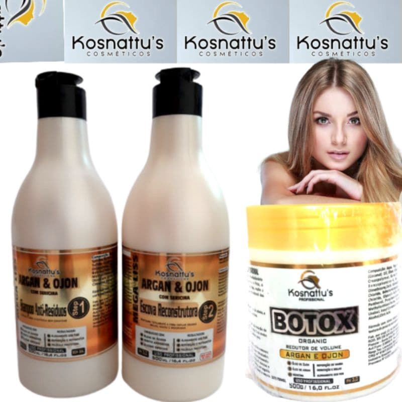 Escova Progressiva Orgânica Argan &Ojon  500 ml e Btx Orgânico 500 gr (Kosnatus)