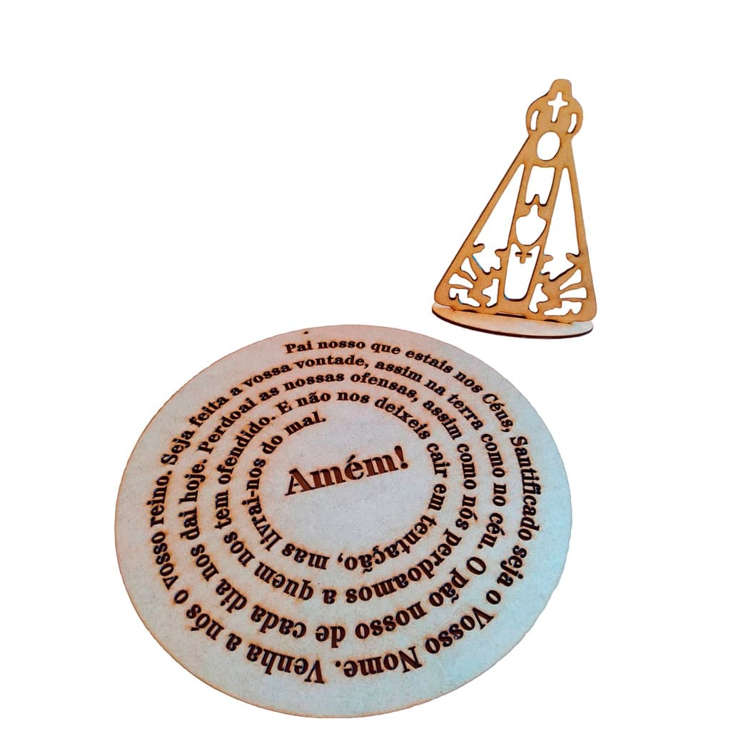 Mandala Oração Pai Nosso + Nossa Senhora na base MDF