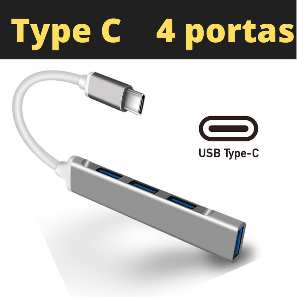 Hub Usb Type-c 4 Portas Usb 3.0 5 Gbps Ultra Velocidade