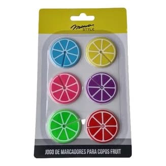 Jogo 6 Marcadores em Silicone de Taças Frutas Mimo Style
