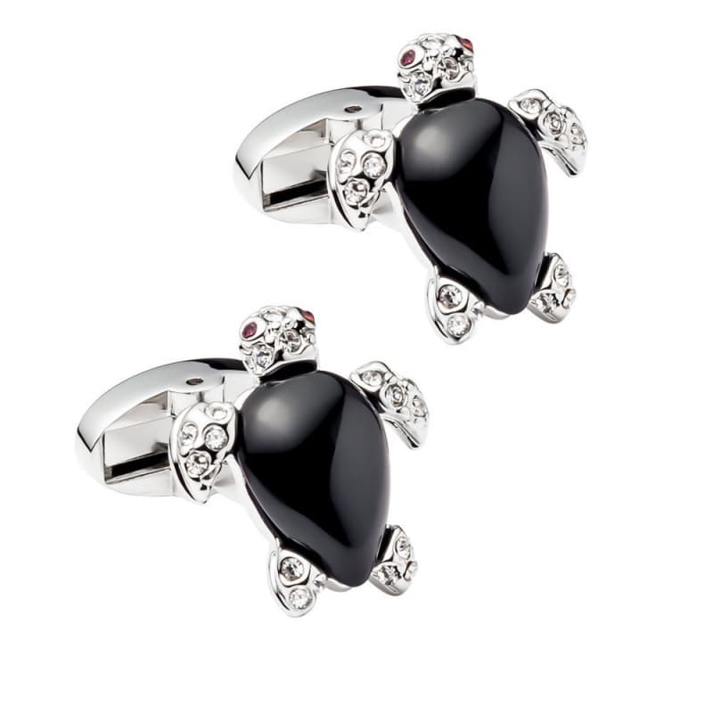 Acessórios de Moda: Abotoaduras Novas de Luxo Leve com Zircônia e Strass em Forma de Tartaruga, Abotoaduras de Metal par