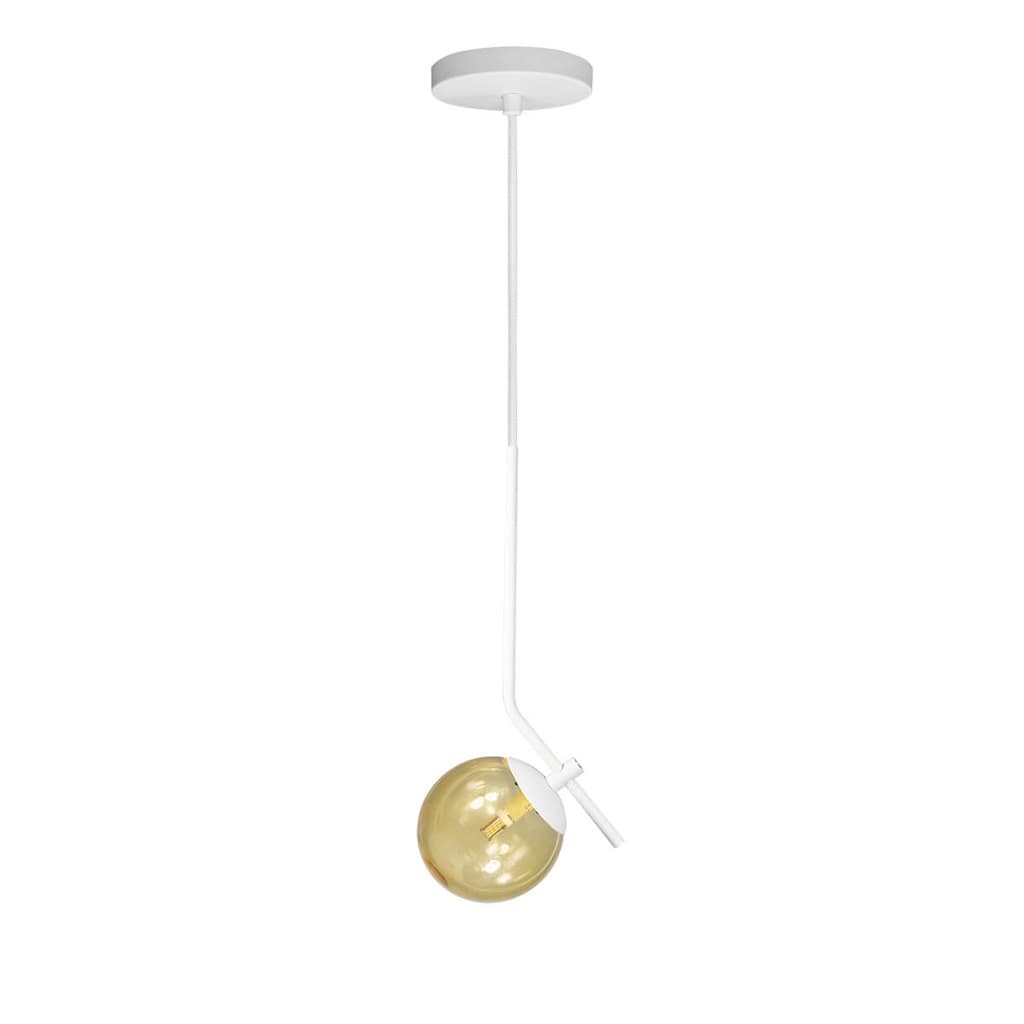 Lustre Pendente ON LY - BRANCO com globo de vidro Âmbar