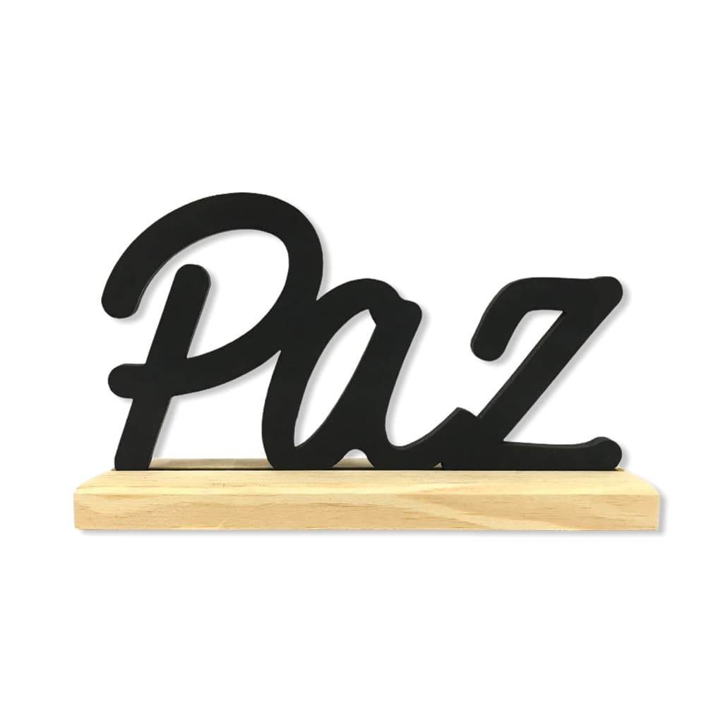 CDA Pedestal Paz Placa Decorativa Mesa Madeira Enfeite Casa