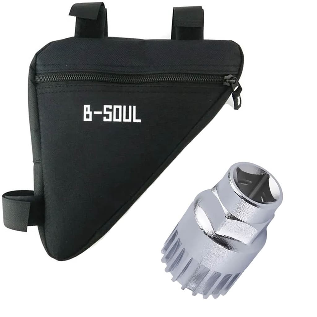 Bolsa Triangular Bag Para Bike Bicicleta Para + Chave Extrator Bicicleta Bike Movimento Central