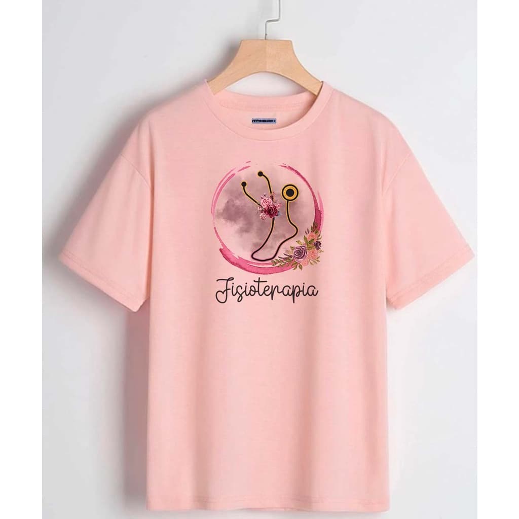Camiseta Personalizada Rosa Bebê Estampa Fisioterapia, Camiseta Fisioterapia 100% Poliéster