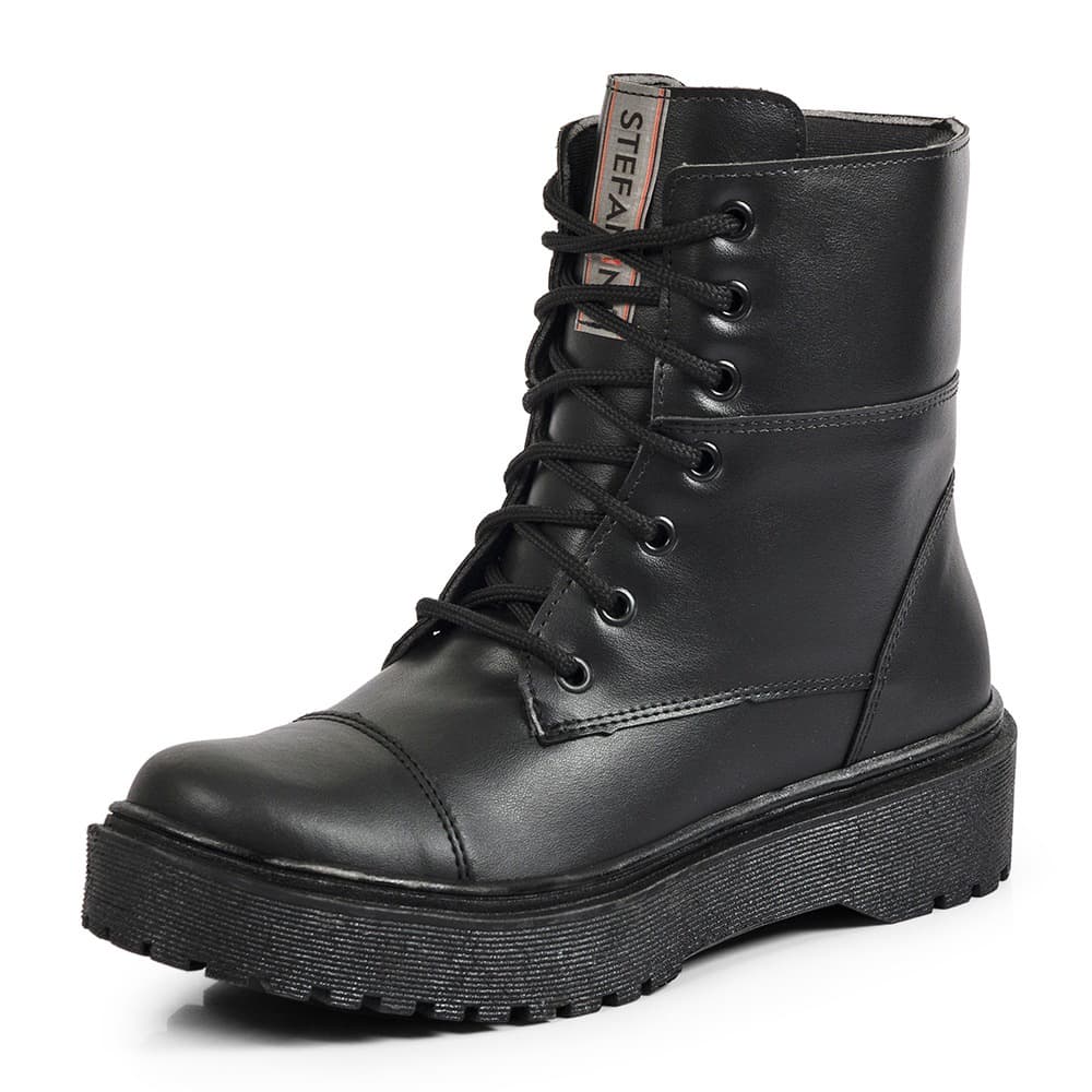 Bota Botinha Coturno Feminino Casual De Amarrar Stefanini Confortável REF:2001