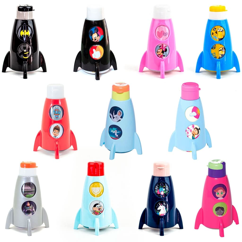 kit 26 Garrafinha Foguete Infantil 320ml Garrafa para Criança Menino Menina