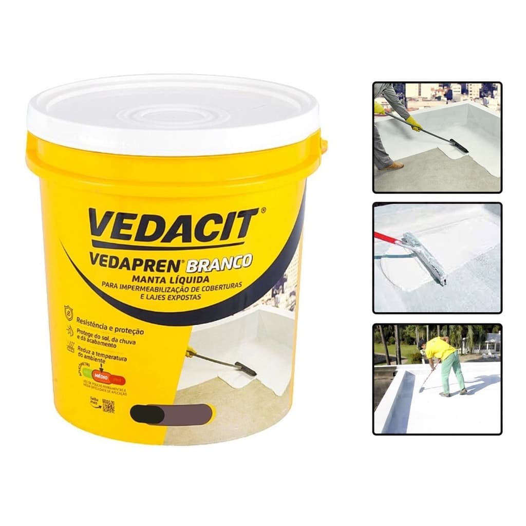 Manta Liquida Impermeabilizante Vedapren BRANCO / PRETO 900g VEDACIT