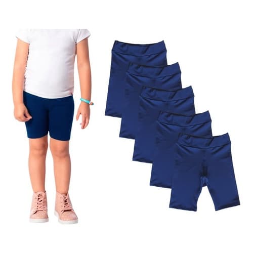 Kit 5 Shorts legging infantil 4 a 12 anos reforçado escolar Suplex Lycra Feminino
