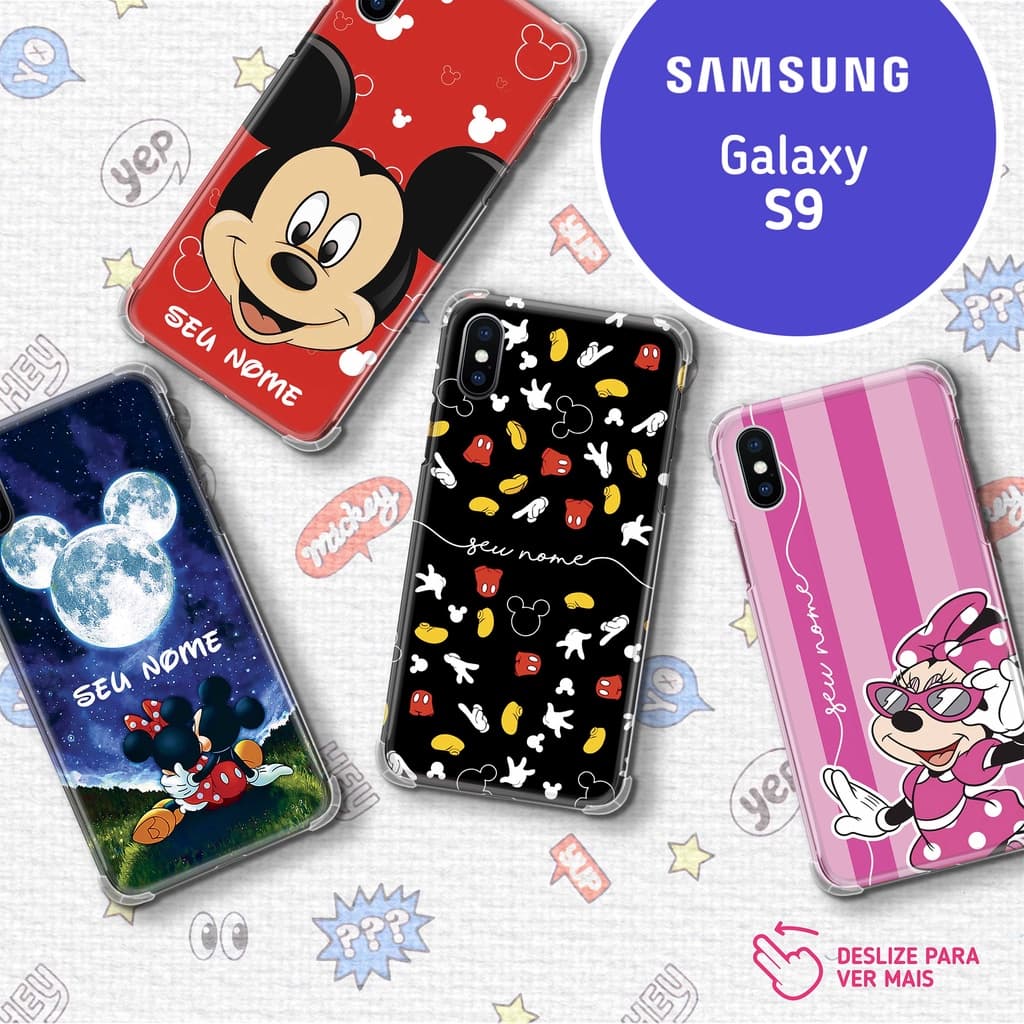 Capa Capinha - Samsung Galaxy S9 - Mickey e Minnie Disney Personalizada com Nome
