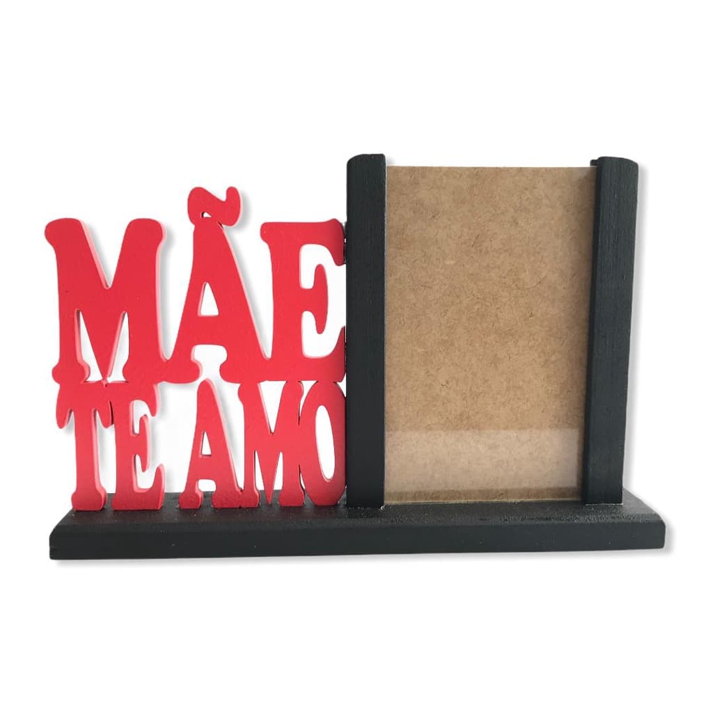 Porta Retrato Mãe Te Amo Dia Das Mães Madeira Mdf Vermelho