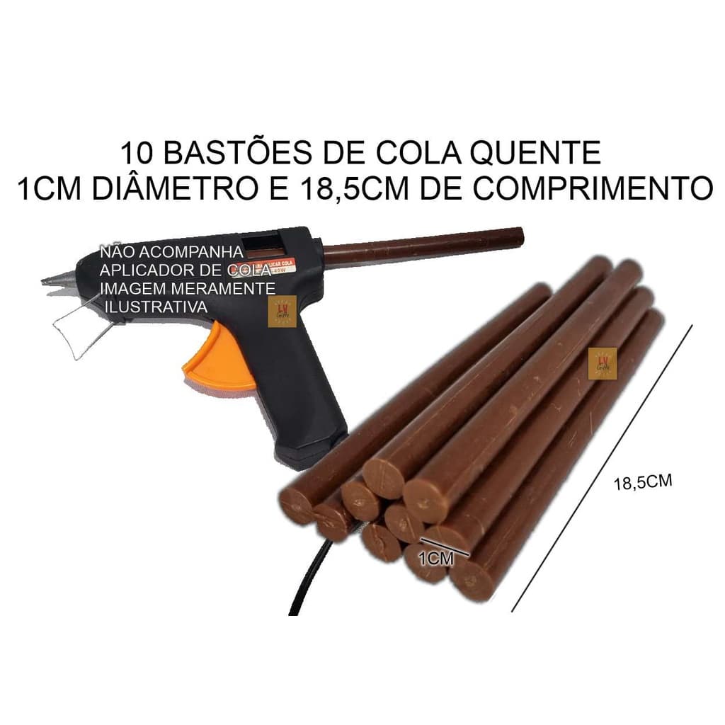 10 Refil Bastão Cola Quente Grossa 10mm Poliamida c Cor Obra