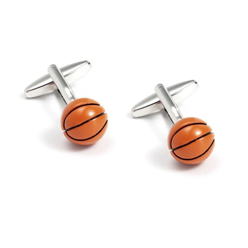 Acessórios de Moda: Abotoaduras Novas de Alta Qualidade em Metal Marrom com Tema de Basquete, Abotoaduras para Camisa Fr