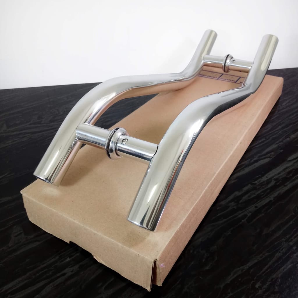 Puxador De Porta Curvado 40cm - Madeira/vidro/alumínio/ferro