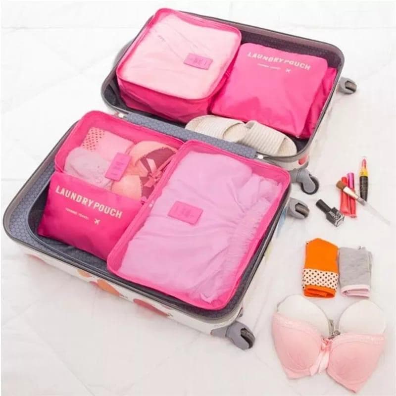 Organizador de Mala 6 Peças Necessaire para Bagagem de Viagem Roupas e Acessórios Compacto