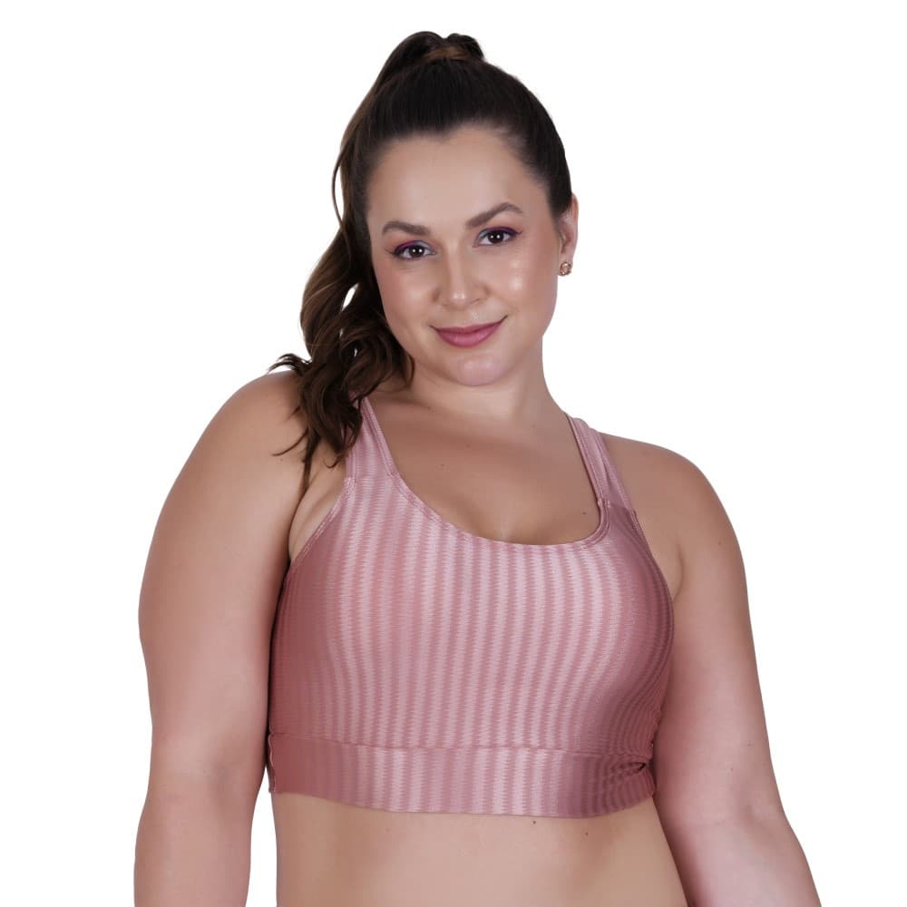 Top Fitness Plus Size 3D Cropped de Academia Alça Larga Sustentação Nicole