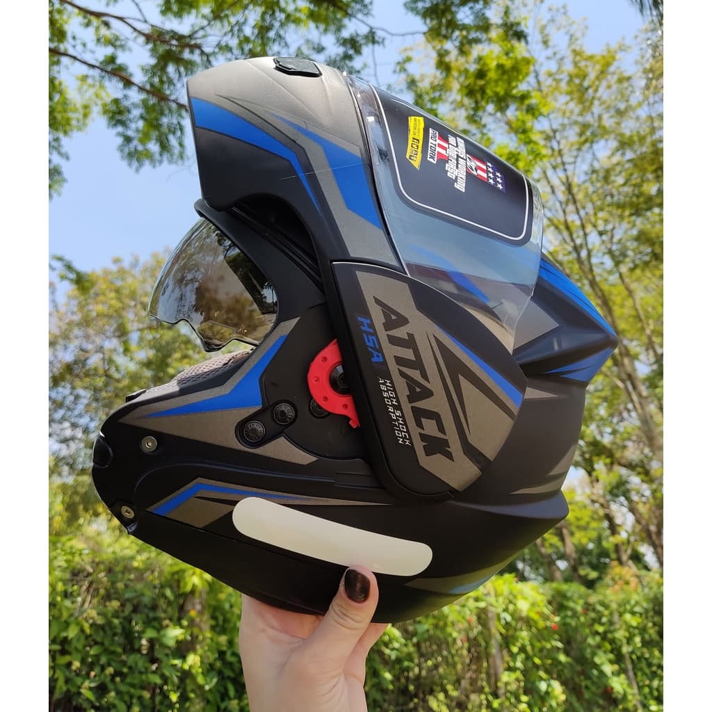 Capacete Pro Tork New Attack HSA Escamoteável Articulado Robocop Viseira Interna Fumê Moto Motoqueiro Motociclista