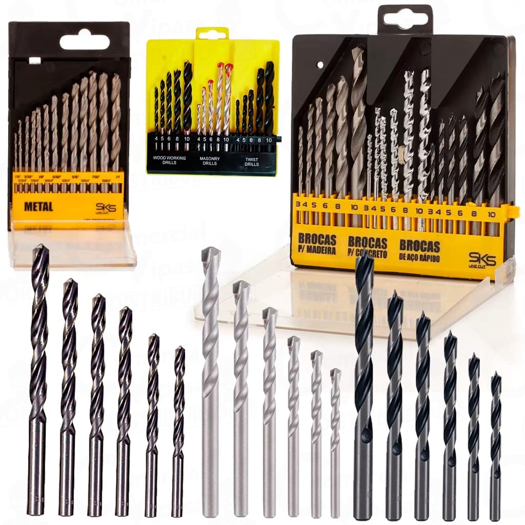 Kit Jogo De Brocas 13 - 16 - 18 Peças Madeira Concreto Metal A Escolha Profissional Hobbystas