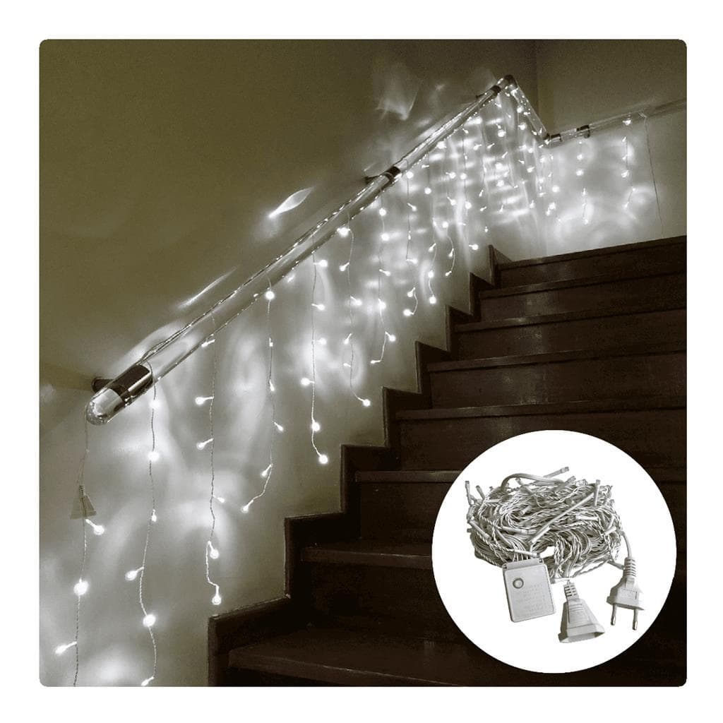 Cortina 120 Led Fosco Com Fio Branco Decoracao Enfeite 4x0,6m