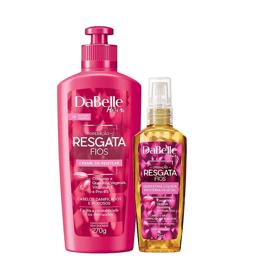 Kit Creme de Pentear + Queratina Liquida- Dabelle Hair Resgata Fios