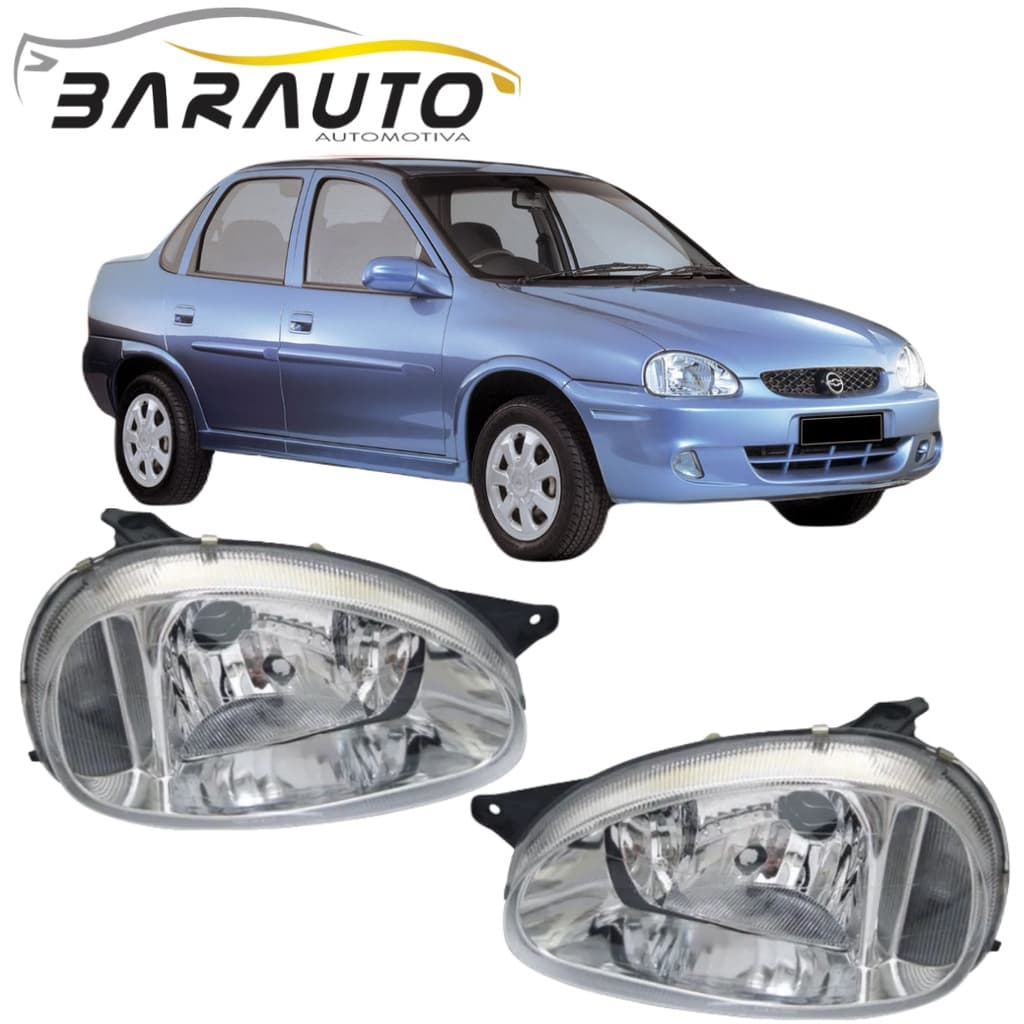 Par Farol Corsa Classic 2003 até 2010 Cromado Vidro