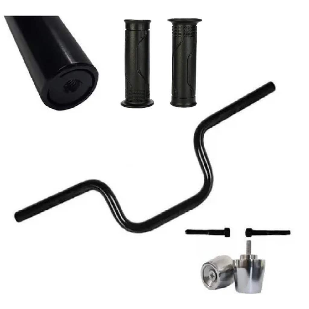 Guidão Mais Pezinho Com Manopla Factor 125 Fazer 150 Yamaha Preto Fosco Moto