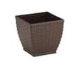 Vaso Cachepó Rattan Quadrado Mini, 15 x 14,50 x 10cm, 2,1 L, Ref. 632 - Cor: Café - Injeplastec.
