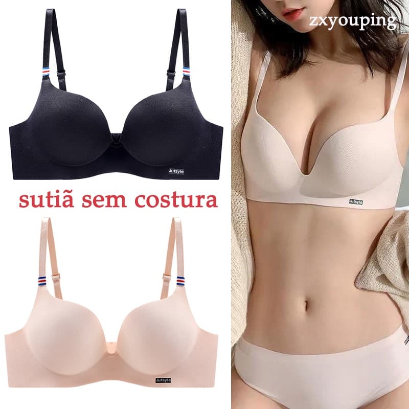 ZXYOUPING kit 3/1 Feminino Push Up sutiã kit sem costura sutiã com bojo sem aro sutiã confortável