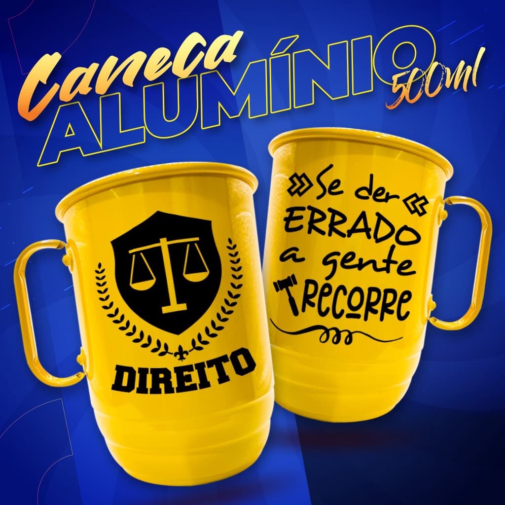 Kit 100 Canecas de Alumínio 500ml Personalizadas