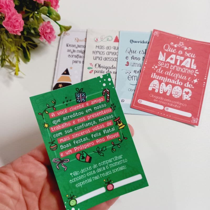 50 Card Natal/Cartão de Agradecimento Natalino/Tag/Natal