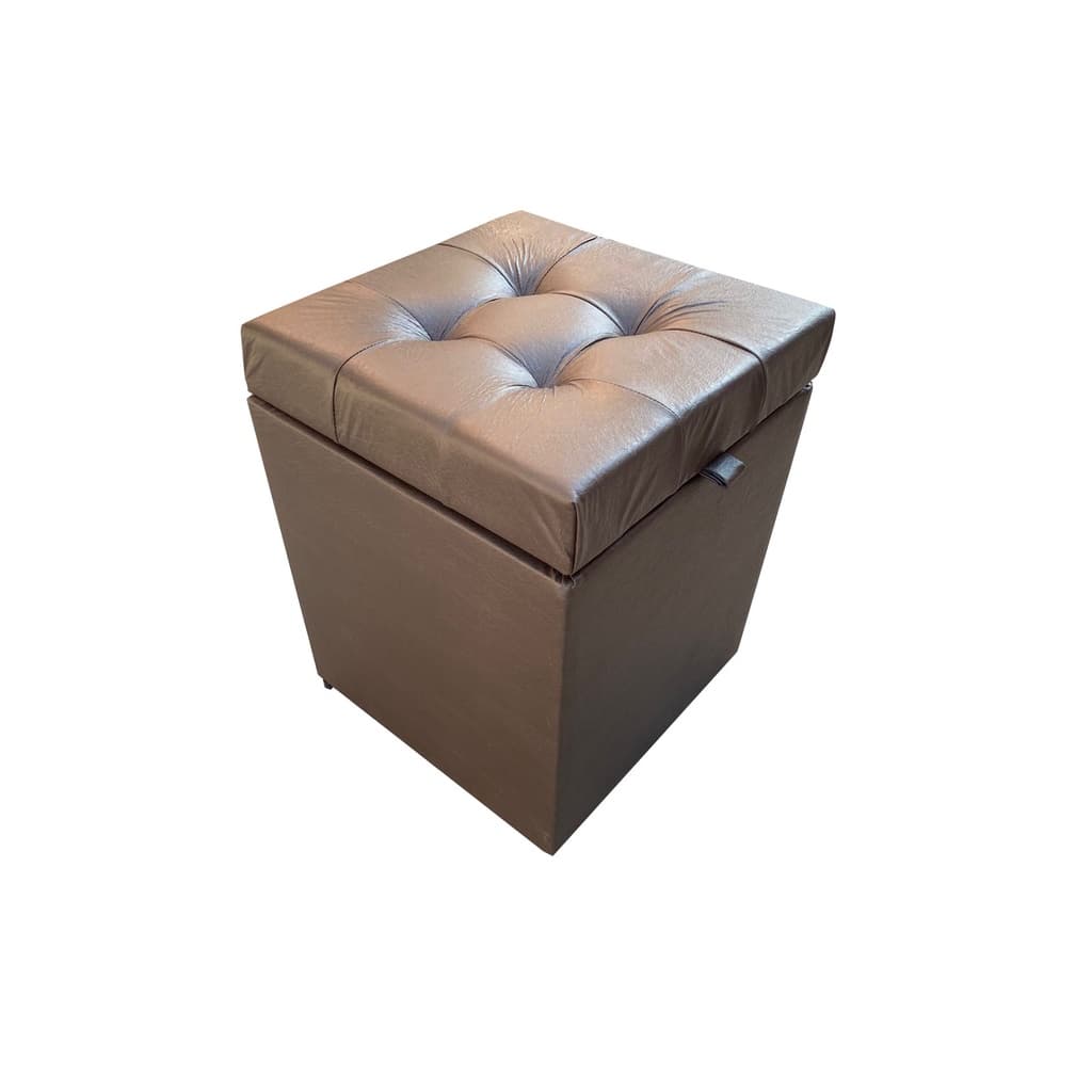 PUFF BAÚ QUADRADO - 1 LUGAR - 36X36CM - MARROM CORINO