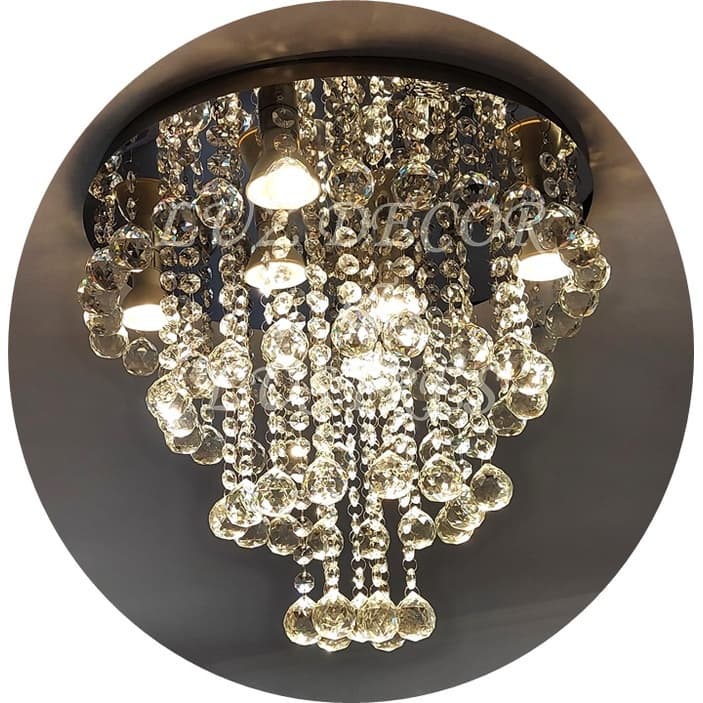 Luminária Plafon De Cristal De 30mm Para Sala De Estar Com 40cm De Diâmetro