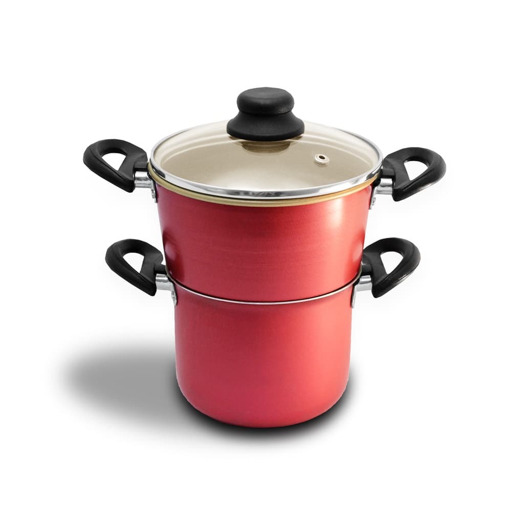 Panela a Vapor Teflon Cuscuz Legumes Fervedor N°14 - Vermelho