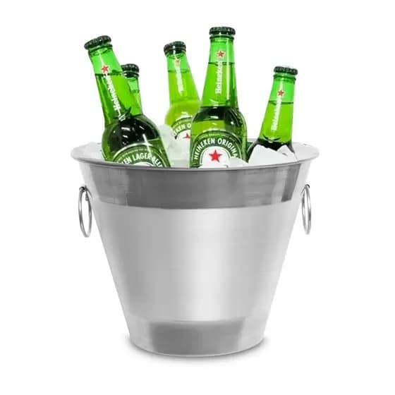 Balde Baldinho De Gelo Em Alumínio 3,5 L Reforçado Para Long Neck Lata Garrafa + 1 Pegador De Gelo