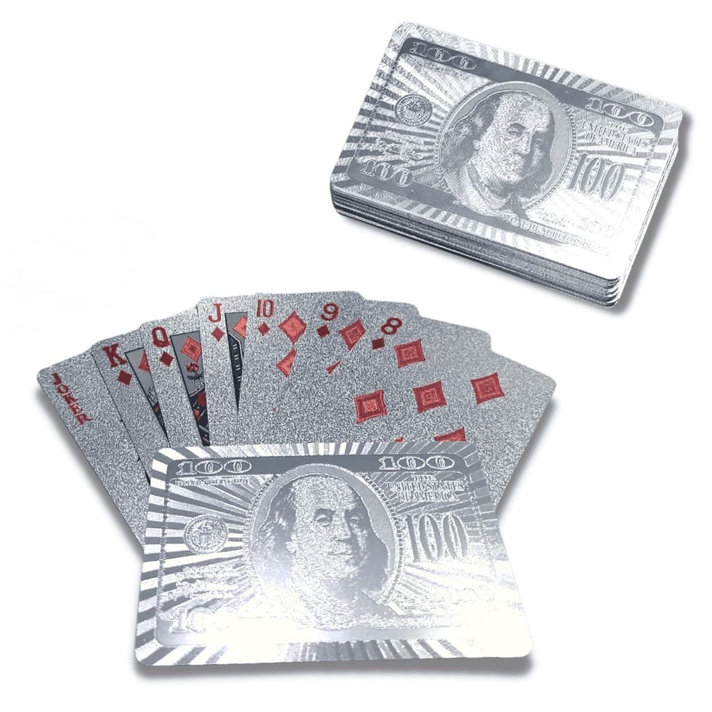 Baralho Dólar Prata baralho de poker jogo de cartas a prova de água prateada