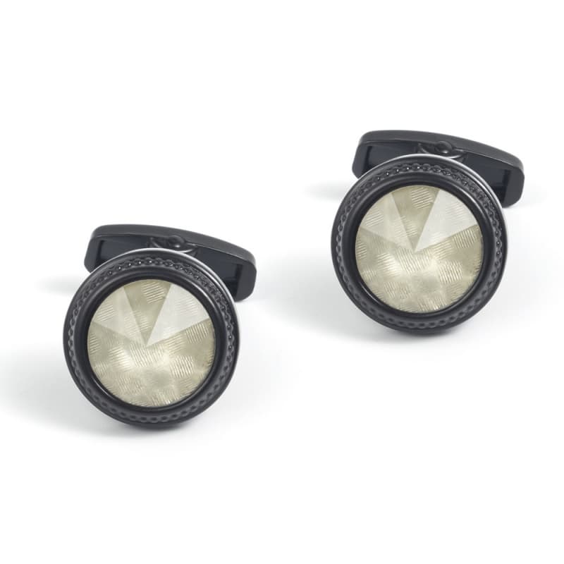 Acessórios de Moda: Abotoaduras Novas de Boutique, Abotoaduras Redondas Eletroplatinadas, Abotoaduras de Metal com Diama