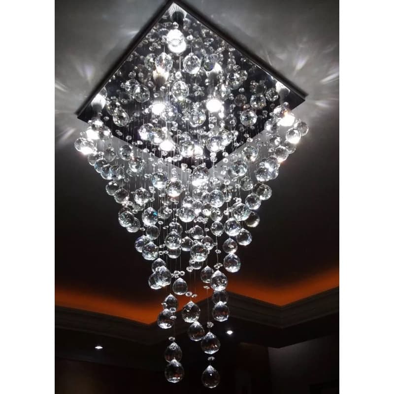 Lustre Cristais Legítimos k9 Base Inox 45x45cm Em Promoção