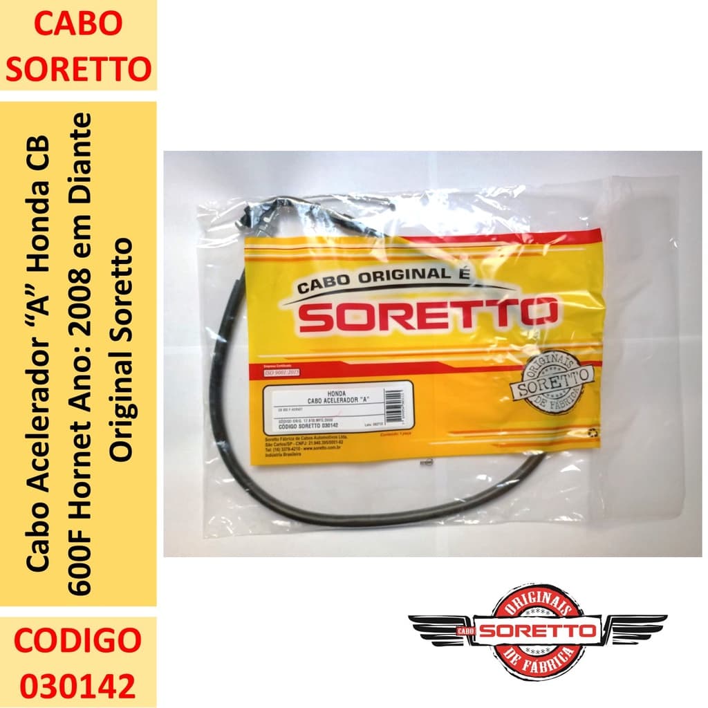 Cabo Acelerador A Honda Cb 600f Hornet Ano: 2008 original Soretto