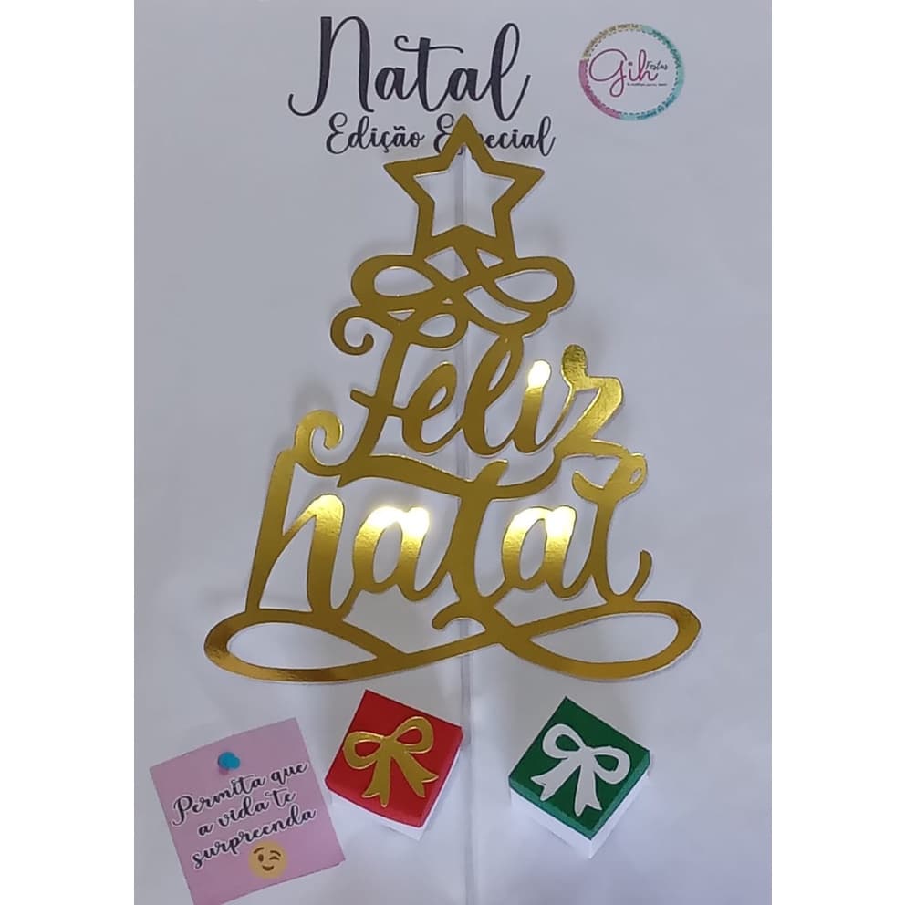 Topo de bolo  Feliz Natal Árvore Topper de bolo natal
