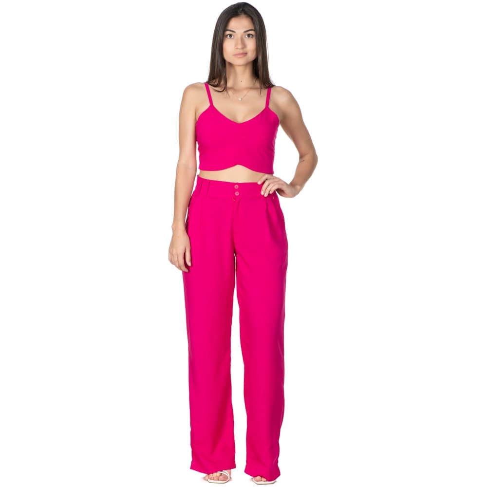 Conjunto Calça E Cropeed De Feminino Viscolinho Verão