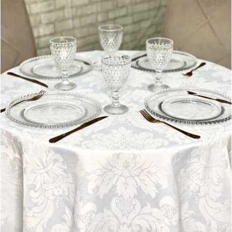 TOALHA DE MESA  REDONDA JACQUARD LUXO - 2,40m DIAMETRO