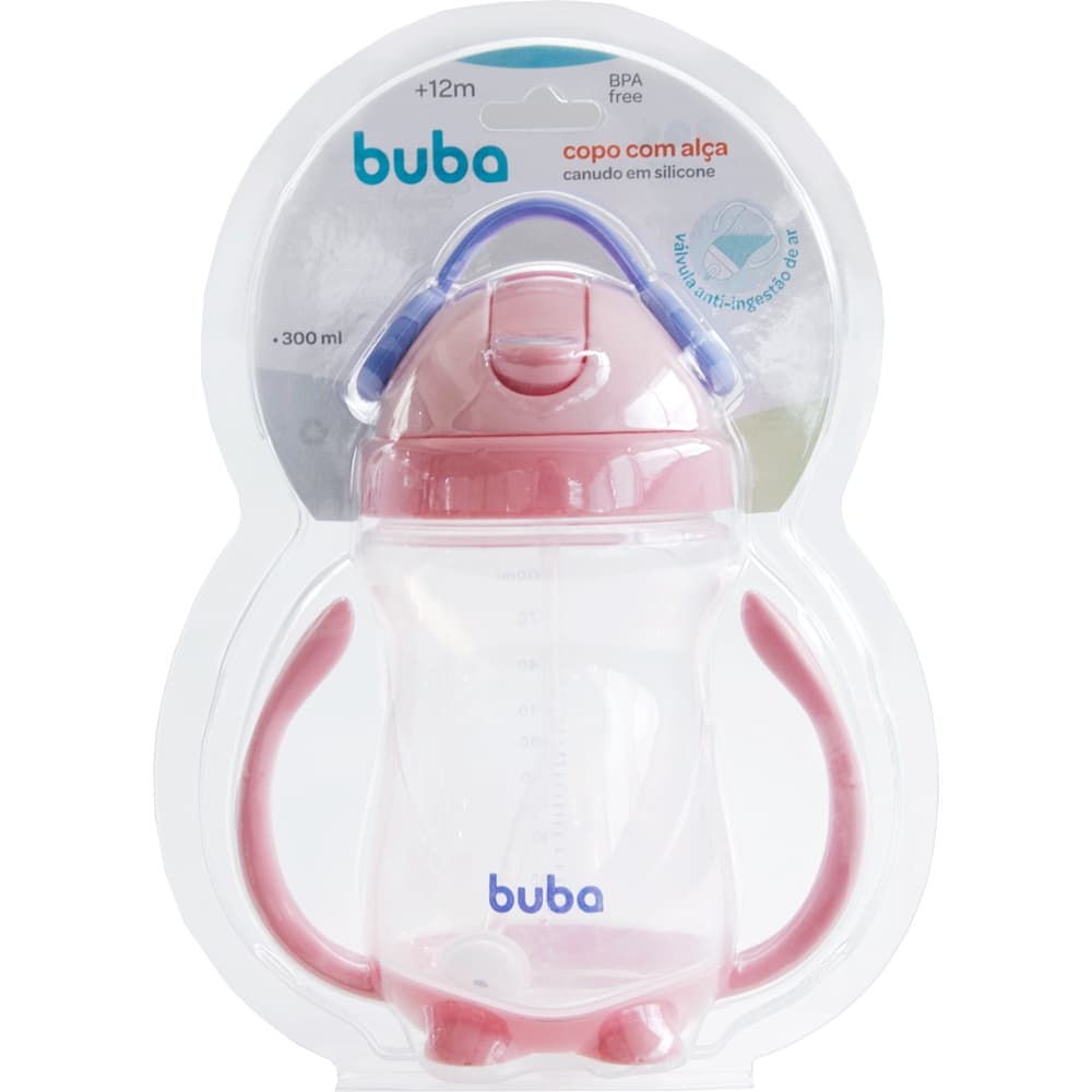 Copo rosa anti ingestão de ar com Fone De Ouvido Infantil Treinamento Anti refluxo