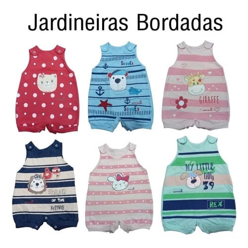 Jardineira Bebê Bordada E Silkada Menino E Menina