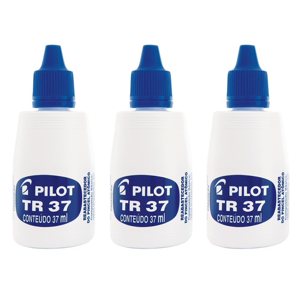 Kit 03 Tinta p/ Pincel Atômico PILOT Permanente TR37 frasco 37ml