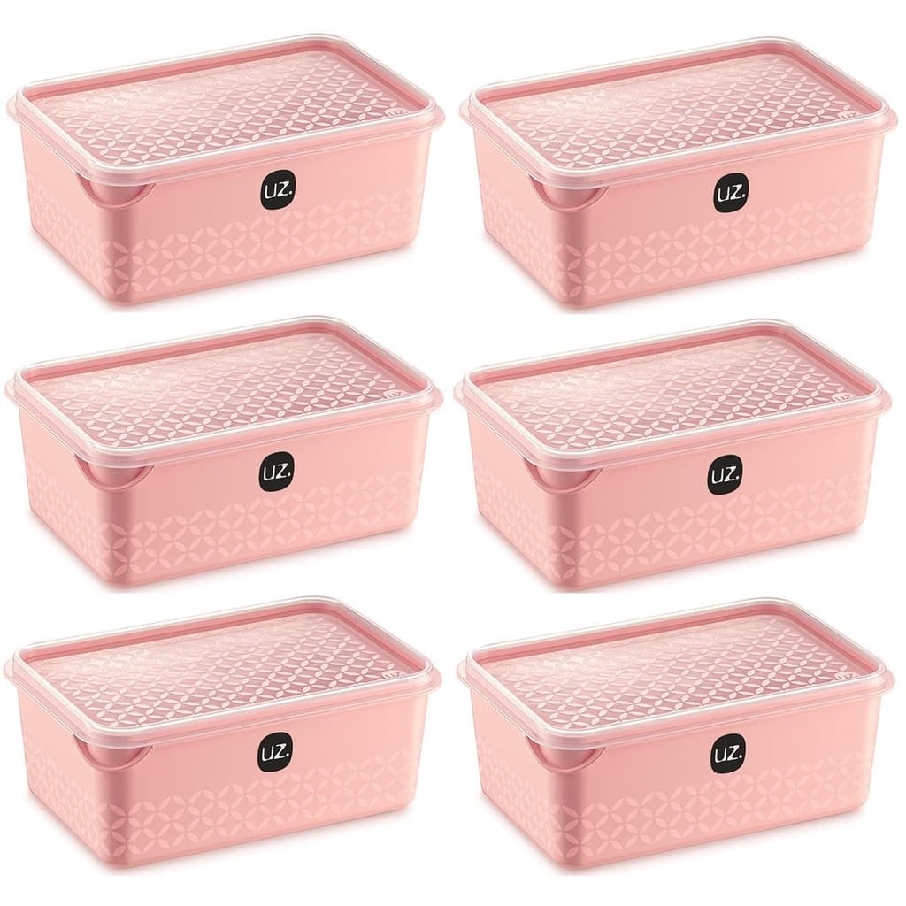 Kit Conjunto de 6 Potes de 1 Litro ou 500ml ou 250ml Retangular Multiuso Plástico Livre de BPA - UZ