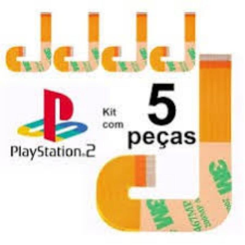 Kit 5 Cabos flats tipo J para unidade ótica de Ps2, play 2 playstation 2 modelo 900xx