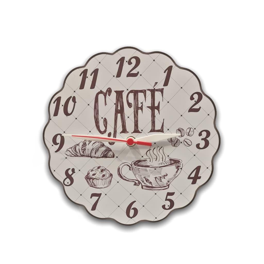 CDA Relógio Parede Café Branco Cozinha Sala Decorativo Madeira Redondo Decoração Ambiente