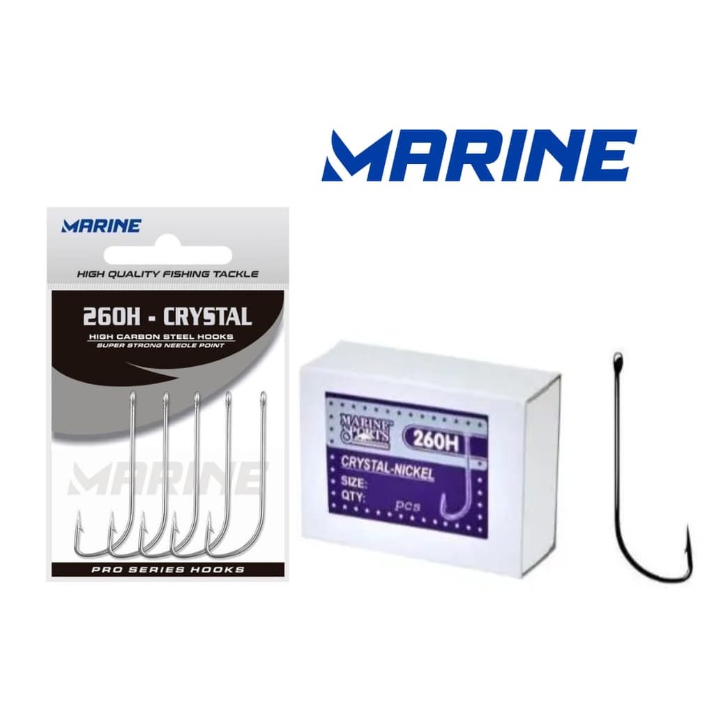 Anzol de Pesca Marine 260H Crystal Nickel - Varias Medidas Perna Longa