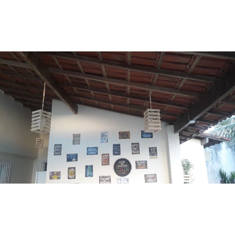 Lustre de madeira com corda de Sisal