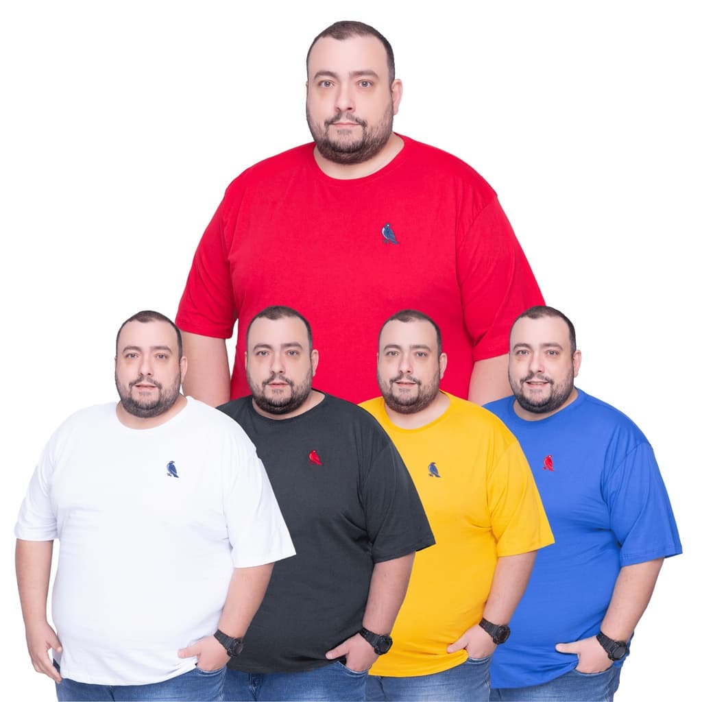 KIT 5 Camisetas Plus Size G1 G2 G3 masculina básica Extra Grande Diango Mamanii